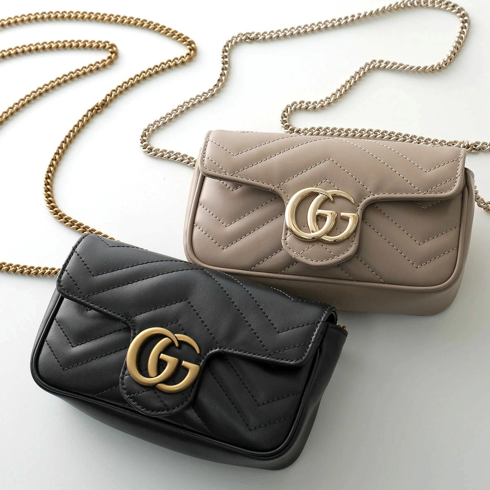 Gucci GG Marmont Shoulder Bag Leather Double G Quilted Two